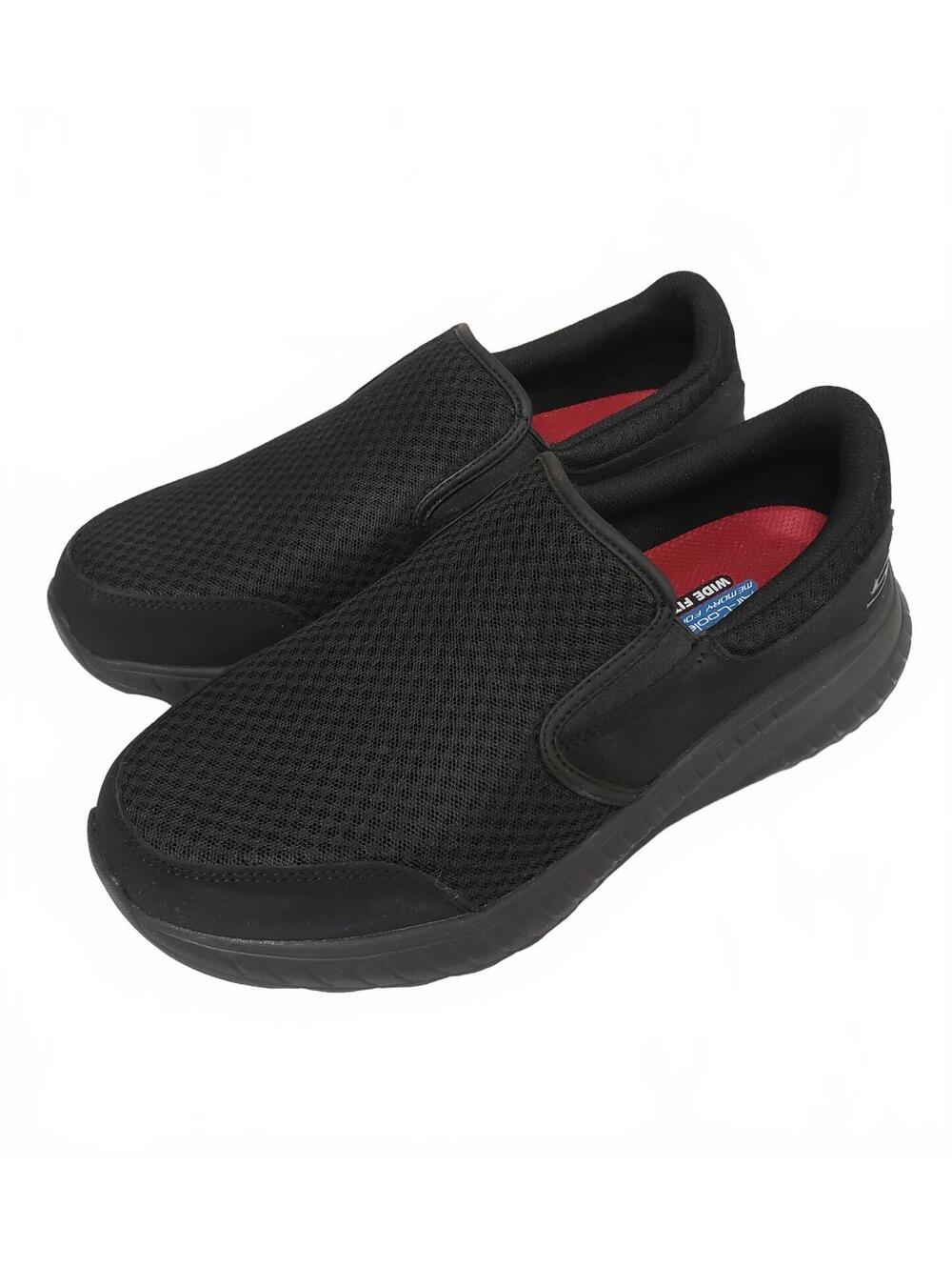 SKECHERS Men's Work Slip Resistant Wide Fit Slip-On Sneakers, Black- 9.5US